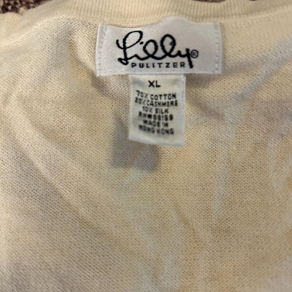 Lilly Pulitzer Cashmere Cotton Silk Blend Cardigan Sweater - Color: Coconut - Picture 6 of 7